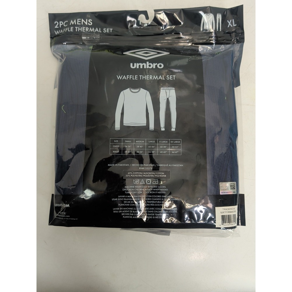 Umbro Men's Waffle Thermal Base Layer 2pc Set - SIZE XL in Blue